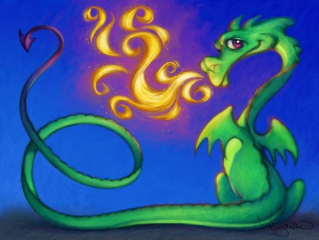 un dragon cool qui crache du feut